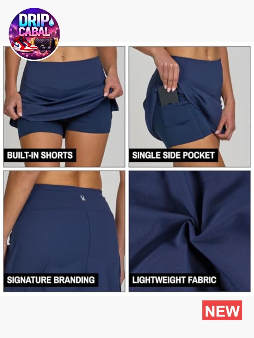 Women's Athletic Skort with Built-in Shorts and Deep Pocket - Picture 4 of 7
